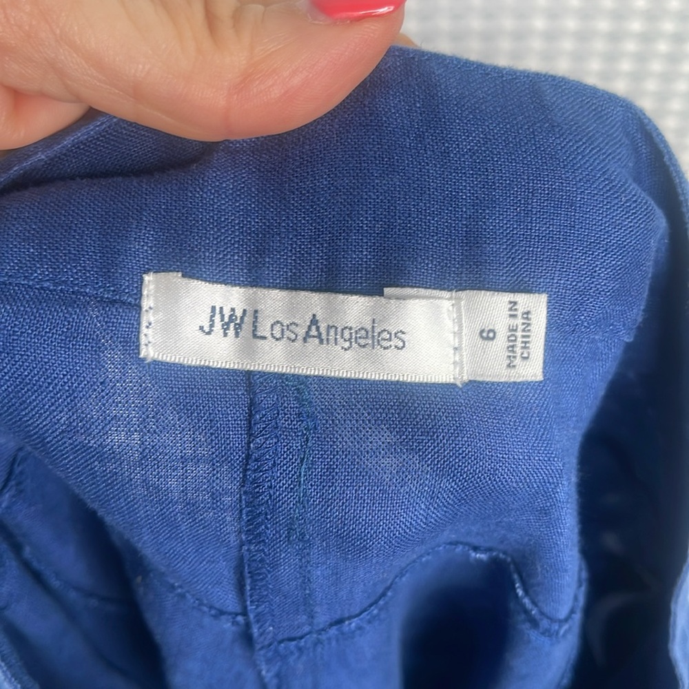 Johnny Was JW Los Angeles Oleander Linen Wide Leg Cropped Pants Embroidered Sz 6 - Picture 11 of 14